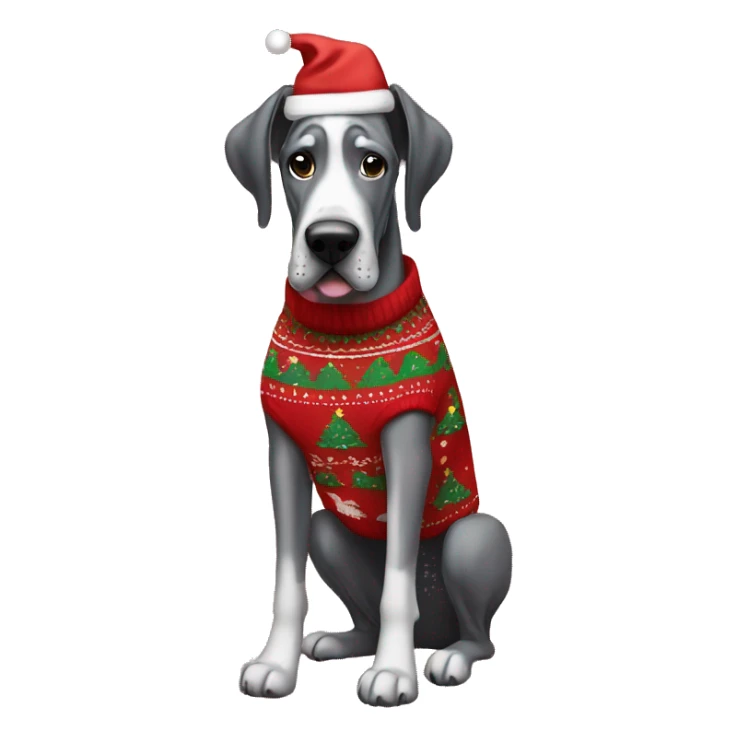 a great dane wearing a christmas sweater  sticker