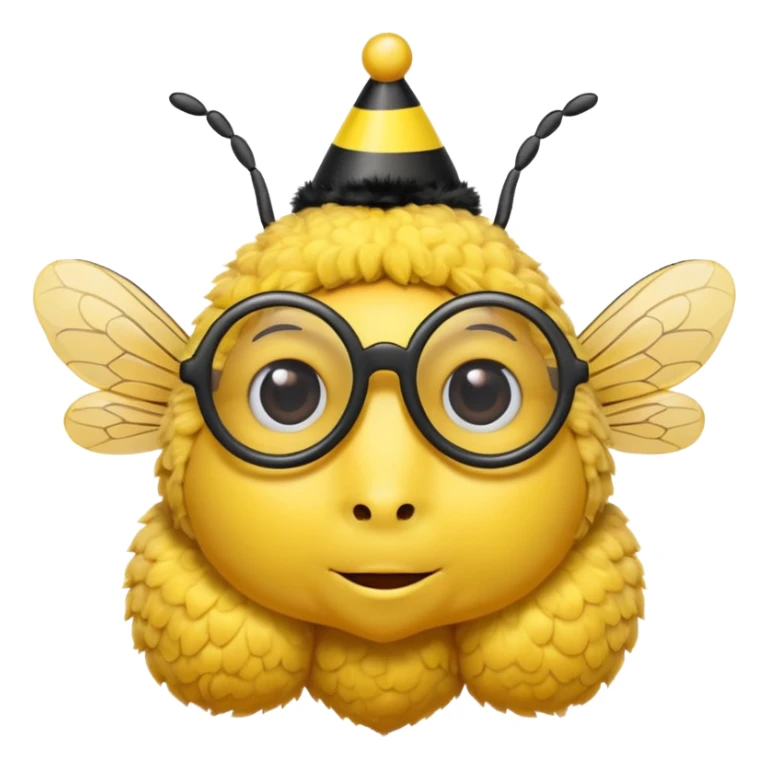 bee with party hat and eye glasss sticker