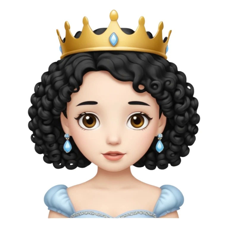 Princesa banca con el pelo rizado y el pelo negro linda sticker