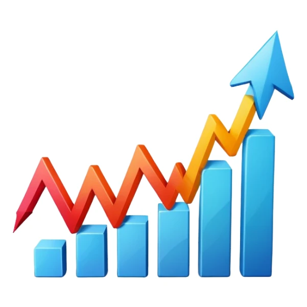 Upward trending business chart with arrow pointing up sticker
