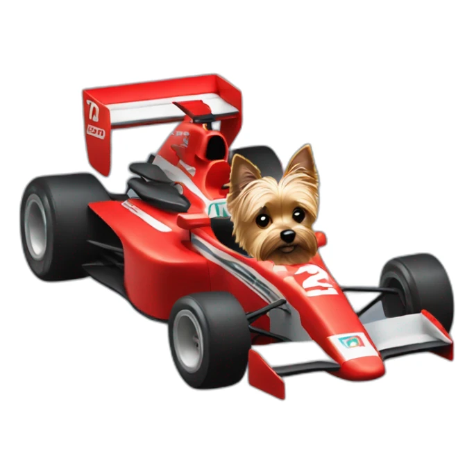 yorkie in red f1 car sticker