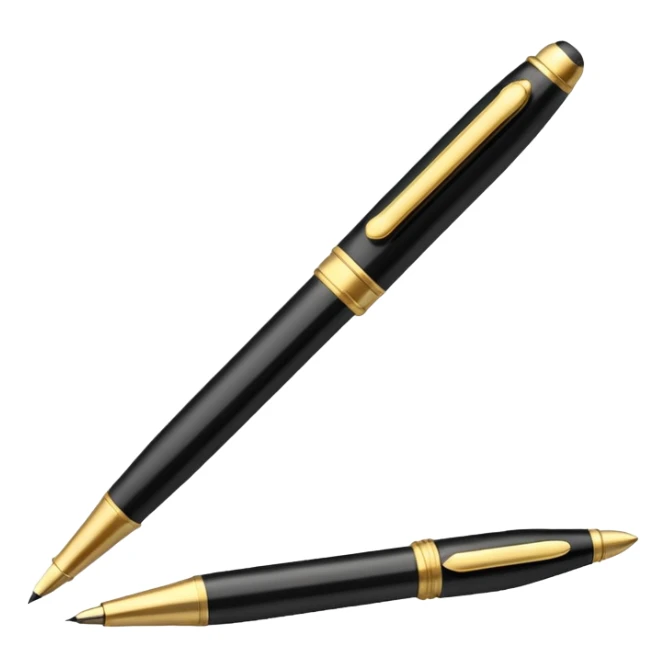 3D perspective academic premium golden luxury black pen sticker