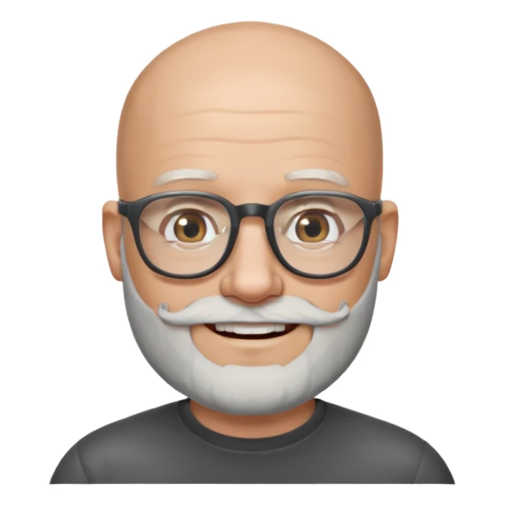 Bald man with salt and pepper beard and glasses sticker