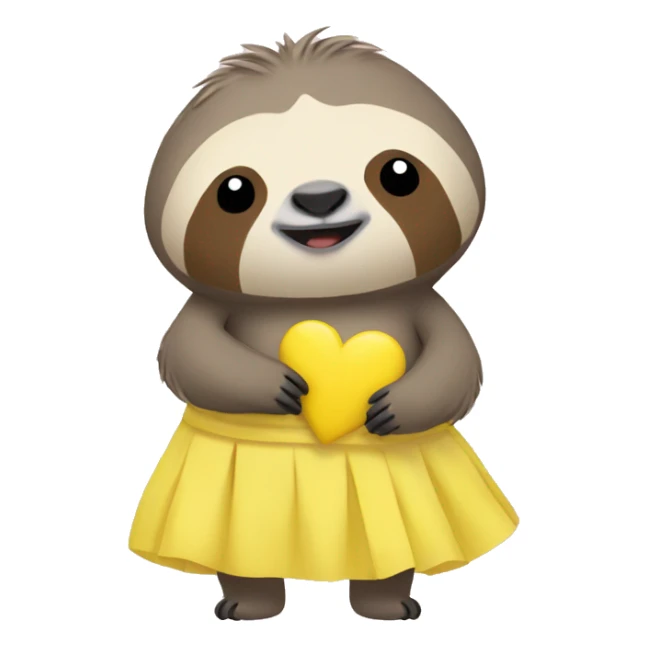 sloth with yellow heart and skirt sticker