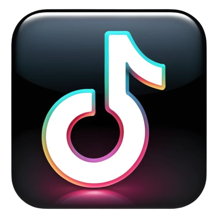 tiktok logo thats glowing transparent background but make it shiny glow sticker