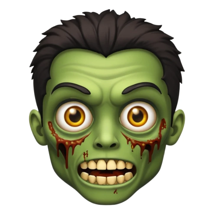 Faça uma zombie verde com olhos castanhos cabelos pretos liso com estilo y2k e com dentes de ouro sticker