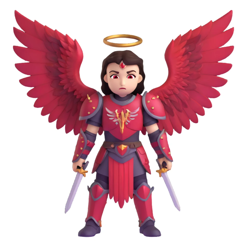 sinister warrior angel with blood-stained armor and crimson wings sticker
