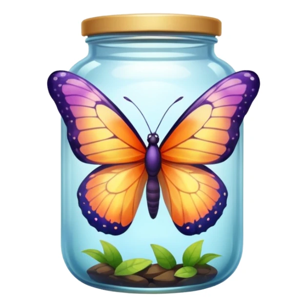 A translucid butterfly traped in a jar sticker