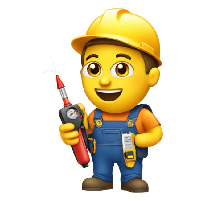 electrician holding a voltage tester sticker