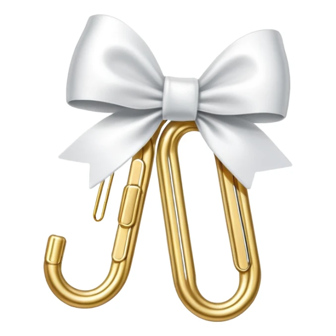 one gold paper clip with one small white bow in the middle sticker