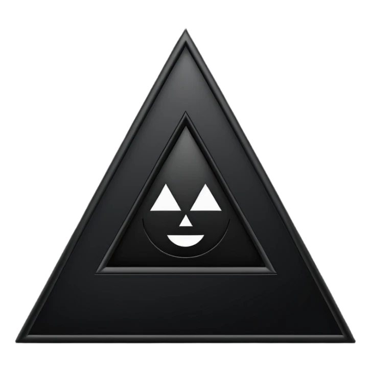 Minimalist, high-contrast emoji logo representing the Dark Triad personality traits. A clean black triangle as the main shape, inside three original symbolic icons:psychopaty, narcissim and machiavellianism .Smooth vector style,dark aesthetic, 4K. sticker
