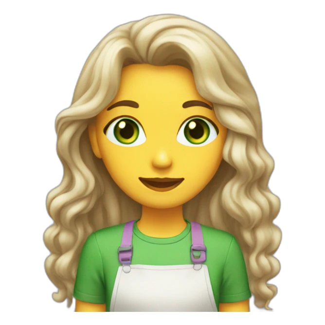  girl long hair green eyes baking cookies  sticker