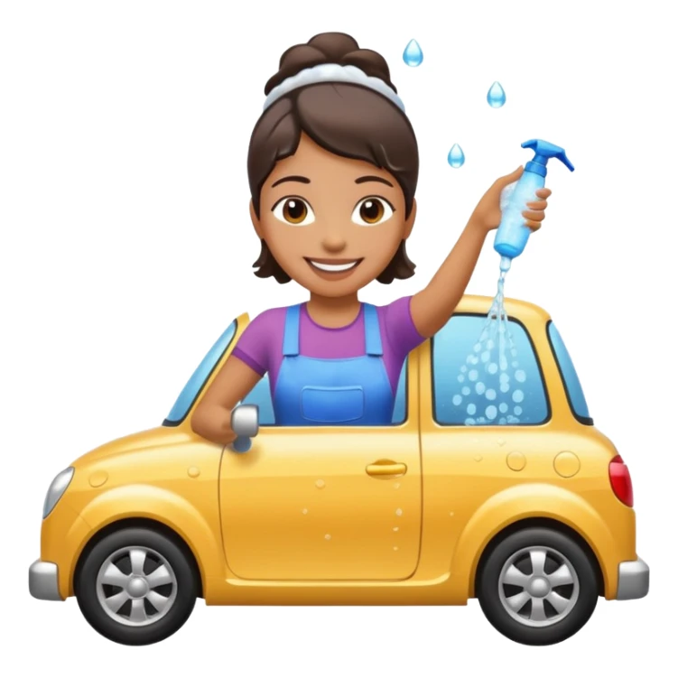 car washer woman with car  sticker