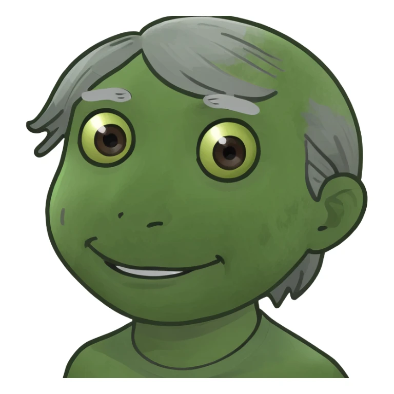 Yellow emoji with grey hair and 28 freckles sticker