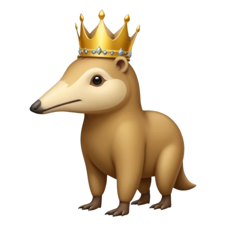 Anteater walking around and wearing a crown sticker