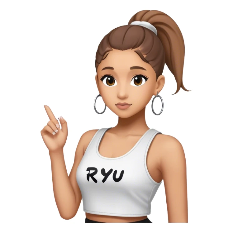 Ariana grande with "ryu" written on toptank sticker