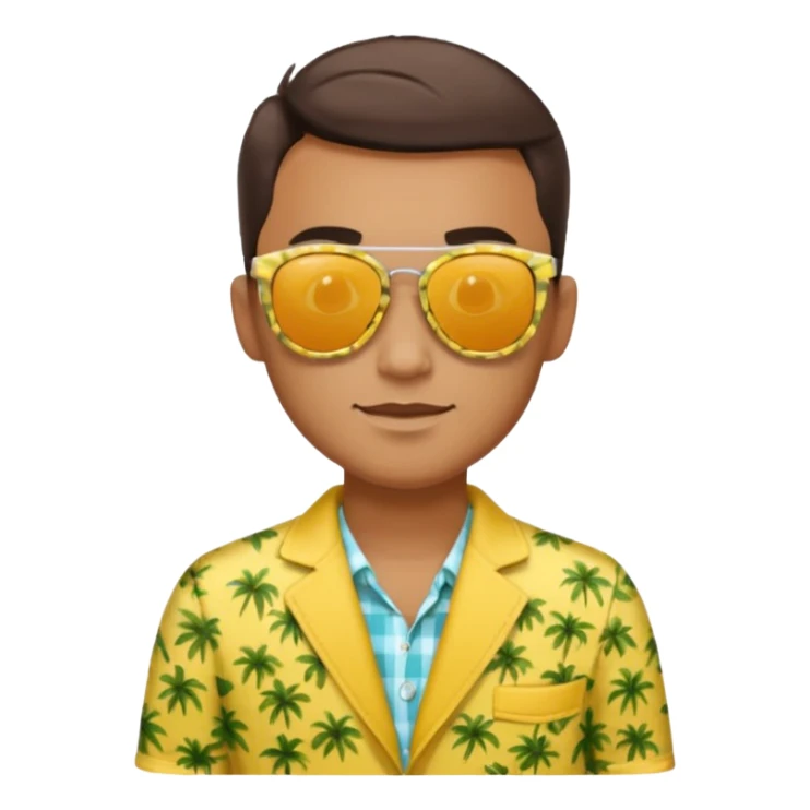 fotographer with yellow paterned summer clothes and sun glasses sticker