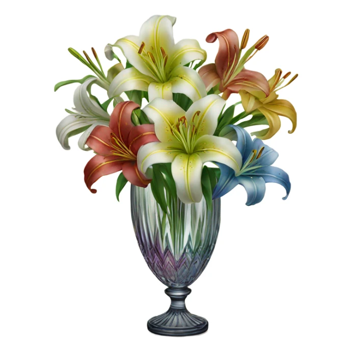 lily bouquet in a vintage crystal vase  sticker