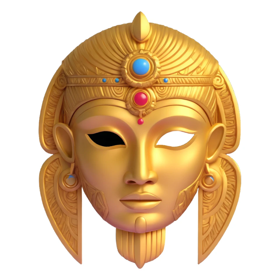golden Anunnaki mask, ornate details sticker
