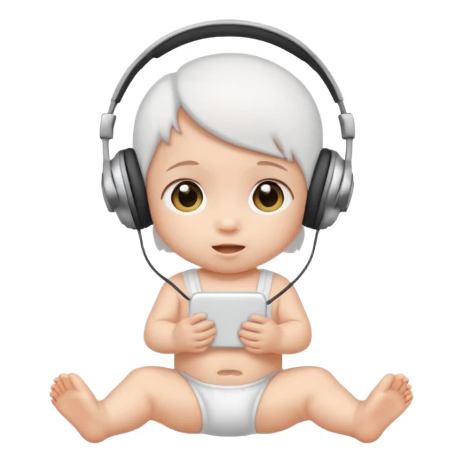 a cute baby in a white diaper and headphones sticker