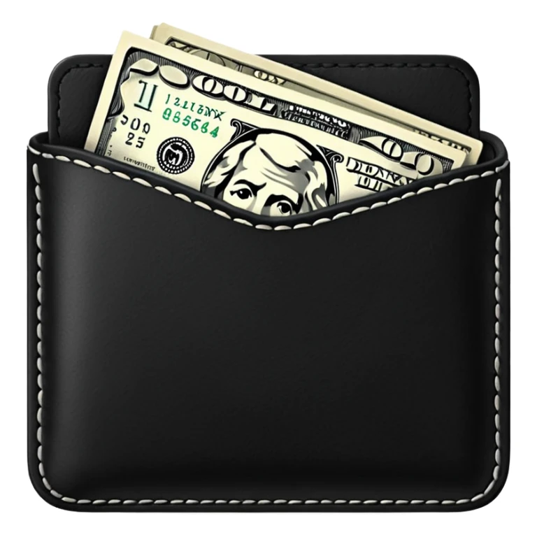 blow wallet with a single one dollar bill inside, just one dollar sticker