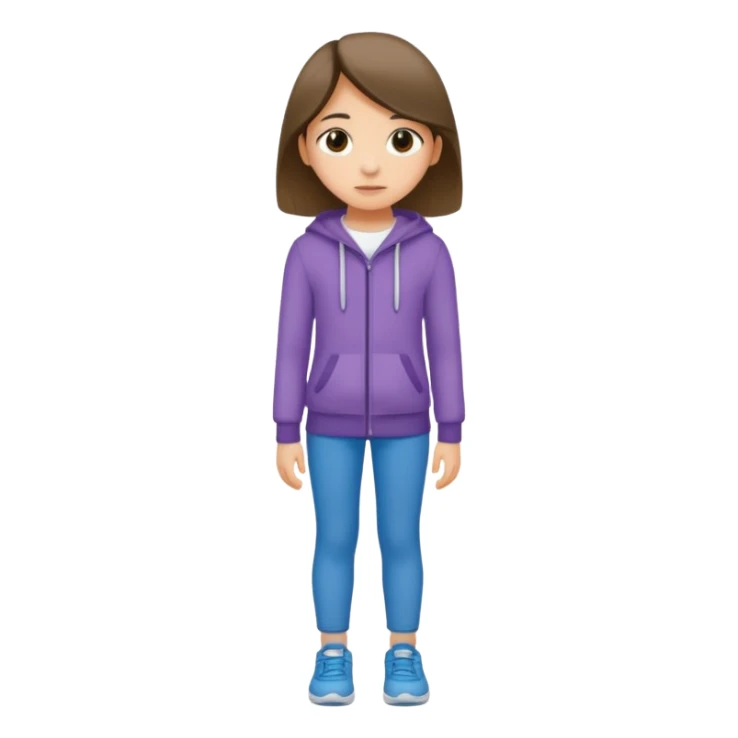 11 year old girl wearing ill fitting mid matched clothes sticker