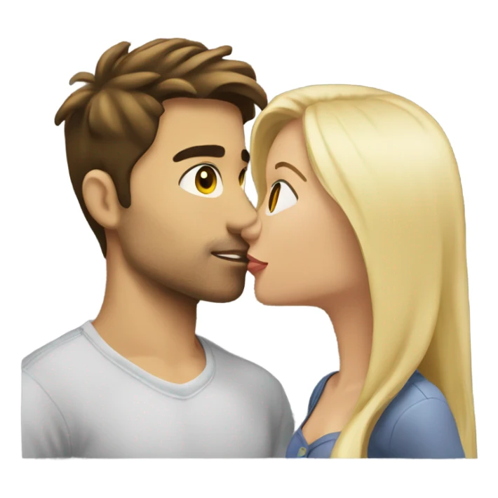 Brunette girl kissing blonde guy sticker