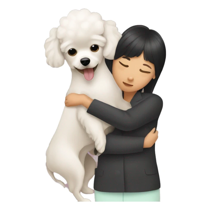 Poodle mix chihuahua hugging a Asian woman sticker