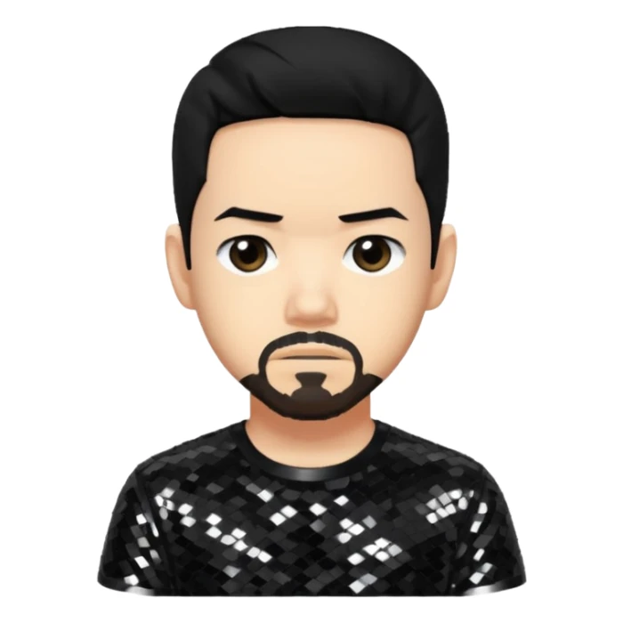 Mike Shinoda with black hair, black sequin shirt sticker