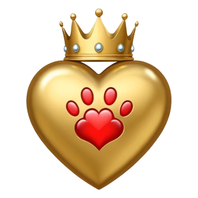 heart with a paw print and a crown sticker