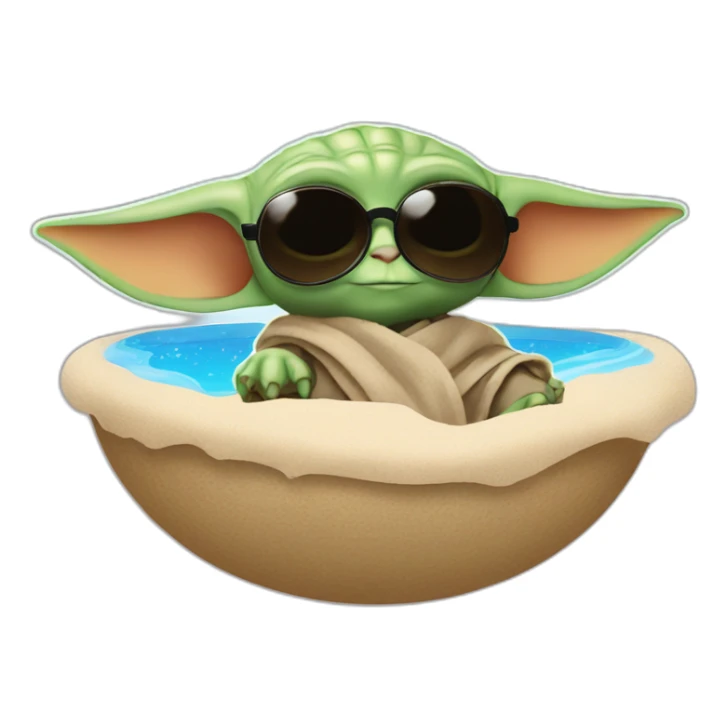 baby yoda sunbathing with sunglasses sticker
