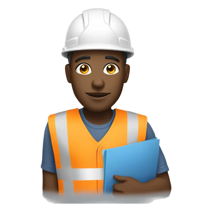 black man with a construction helmet and blueprint sticker