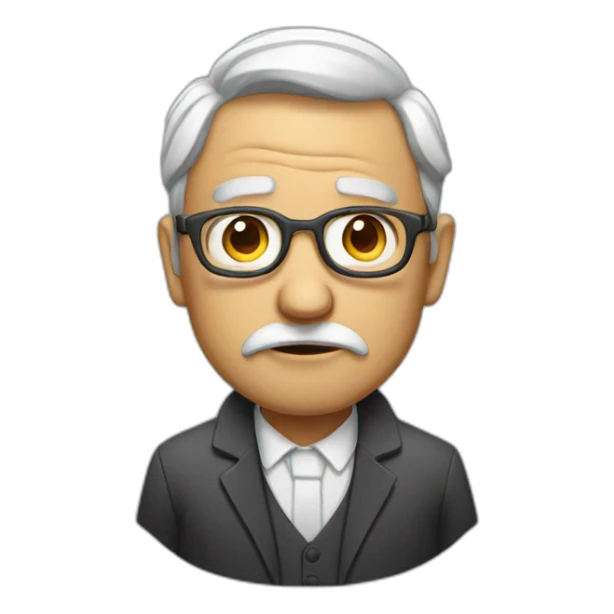 Economic professor with teary eyes and smoking sticker