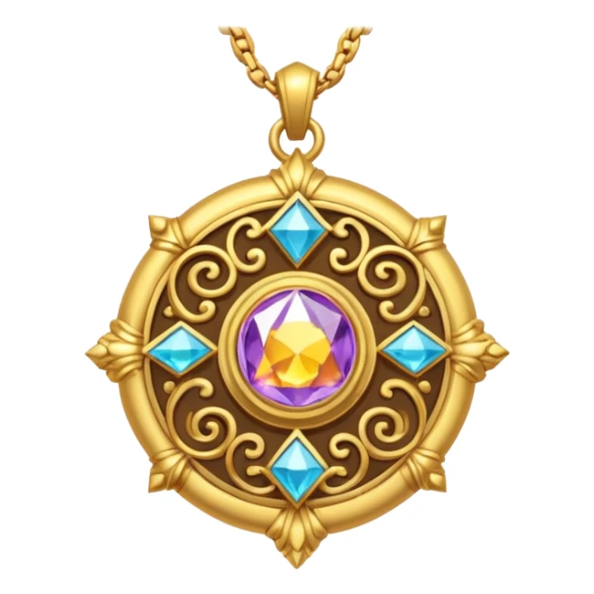 Isometric view of a magic necklace amulet pendant  sticker