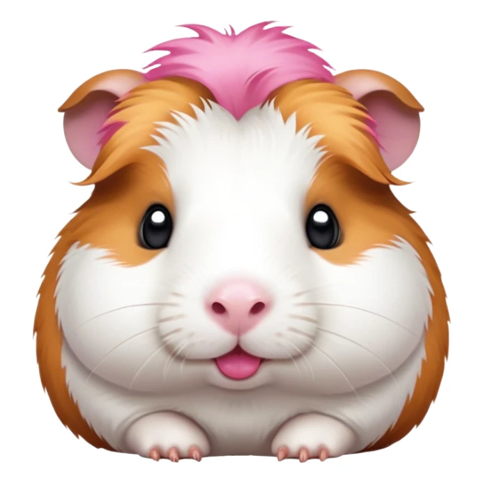 a white guinea pig white a ginger patch on one side of its face and a brown patch on the other. with pink lips and pink ears sticker