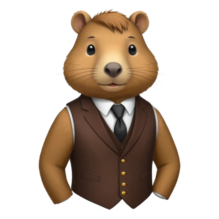 Asme una capibara con trage elegante solo que se le vea desde el traje  sticker