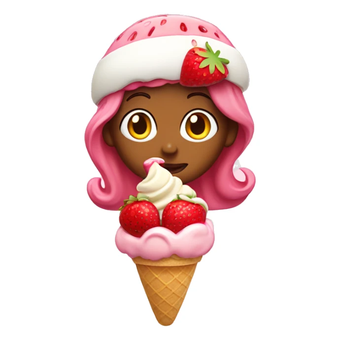 Strawberry shortcake eating ice cream sticker