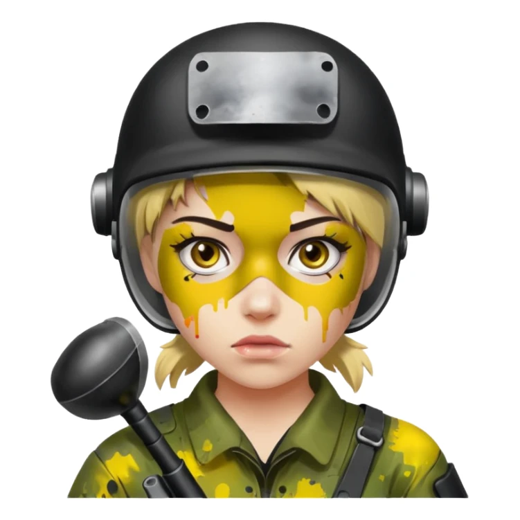 paintball player face girl sticker