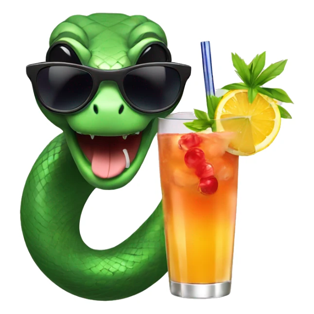 Snake in sun glasses drink cocktails  sticker