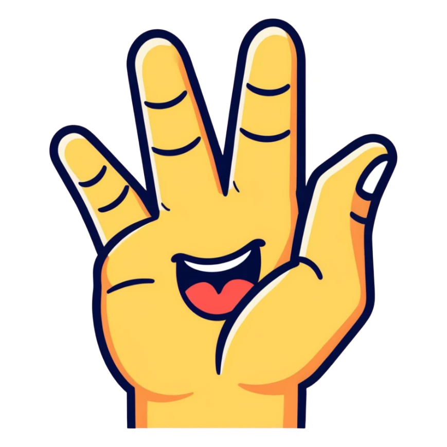 emoji with tongue out and hands showing finger tips and palms sticker