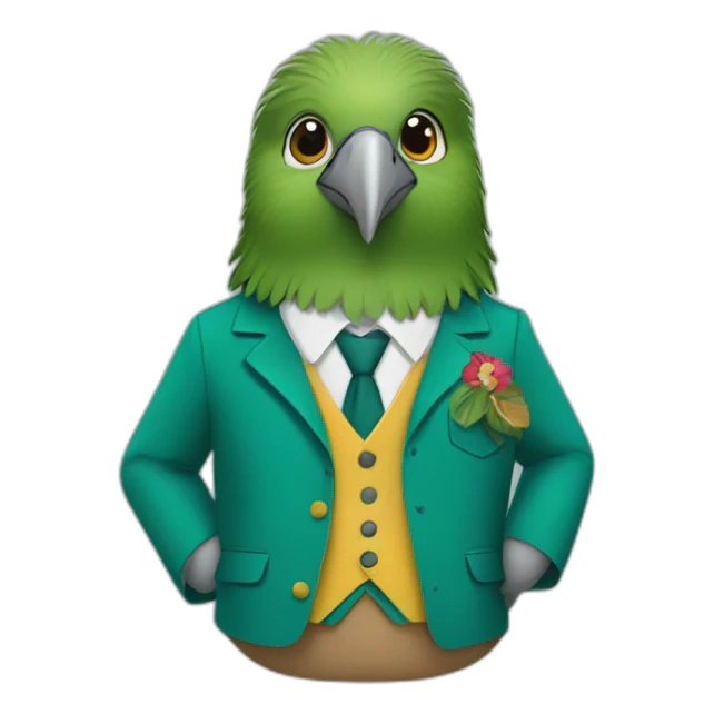Kiwi bird wearing a school uniform, red vest and teal blazer sticker
