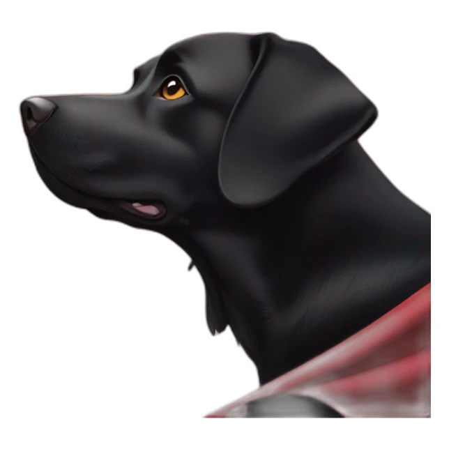 Un labrador noir qui vole dans le ciel avec une cape rouge sticker