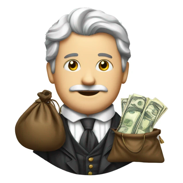 aristocrat with money bag in his hands sticker