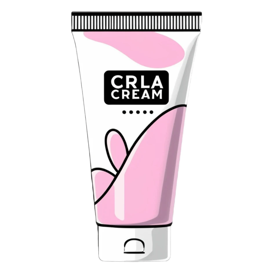 crumpled, empty hand cream tube, flattened and wrinkled, cap on, bright and colorful, decorated like a beauty product sticker