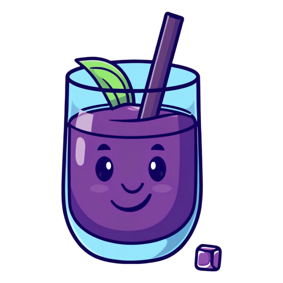 glass of grape koolaid with ice cubes sticker