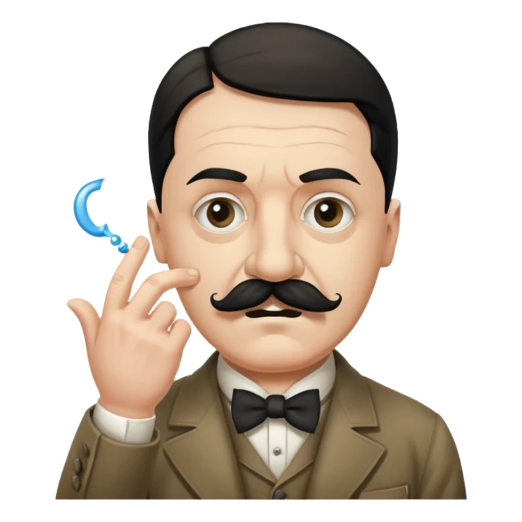 Adolf hitler with a Charlie Chaplin mustache throwing up CK sticker