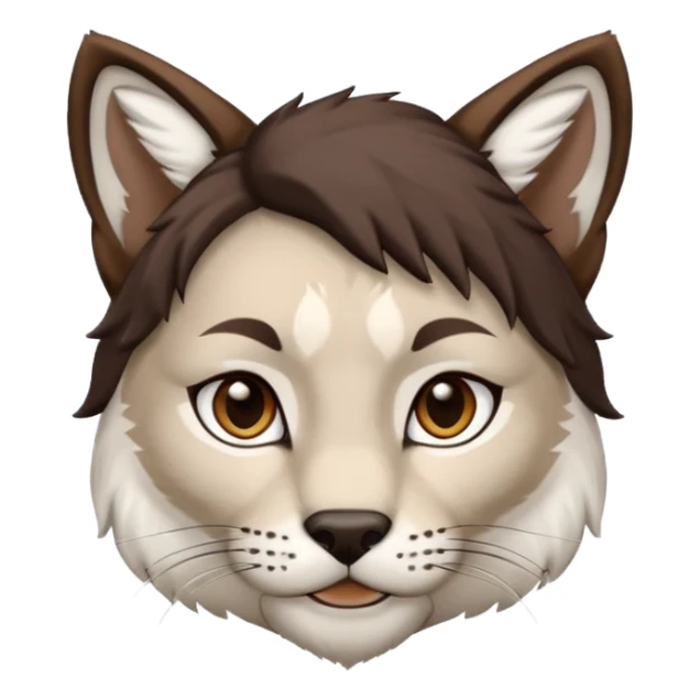White boy with dark brown hair and white lynx ears sticker
