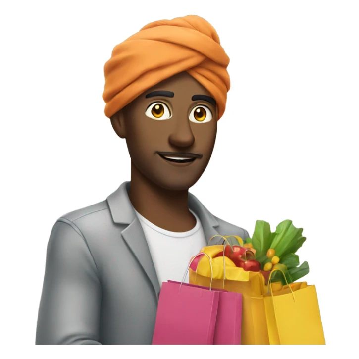 Man in turban with shopping bags  sticker