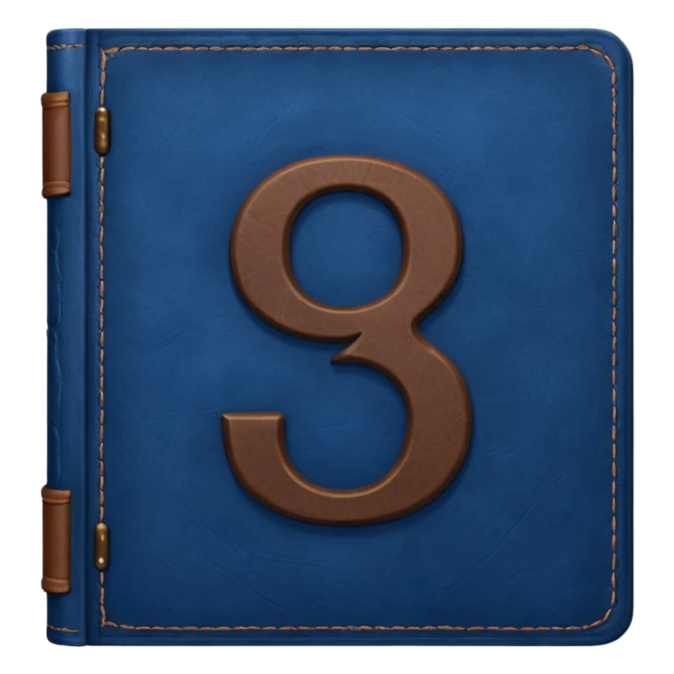 Dark blue book with a number "9" in the cover sticker