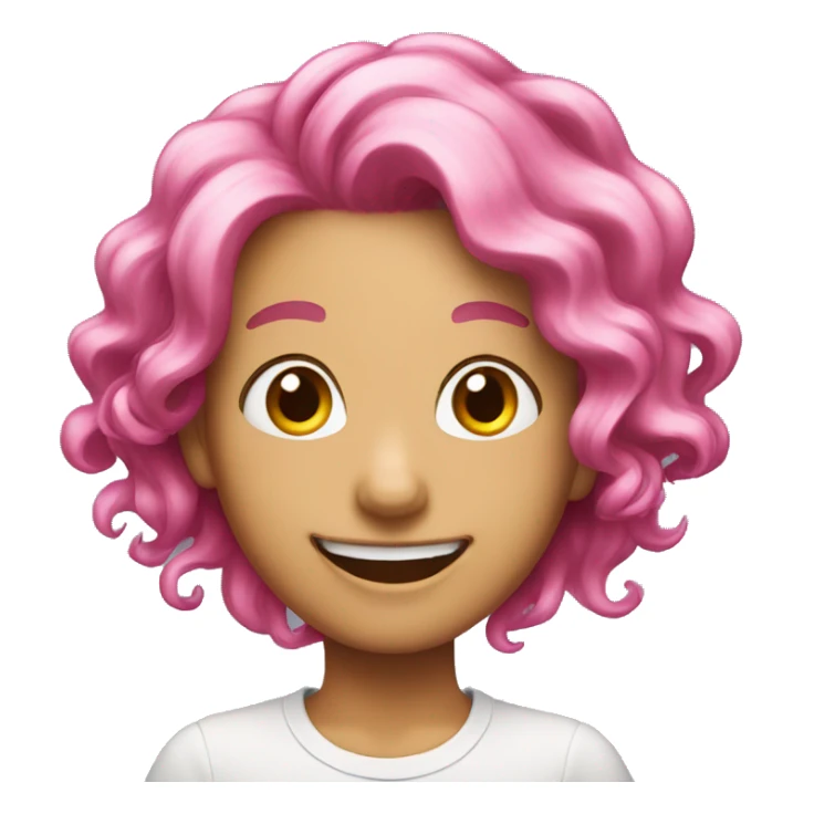 Pink hair with big smile sticker